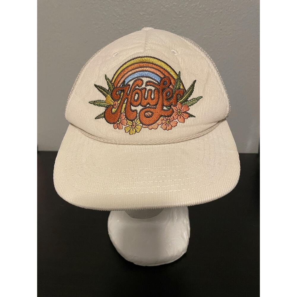 Howler Bros Hat Cap Snap Back Cream Corduroy Floral Rainbow Embroidered Modern